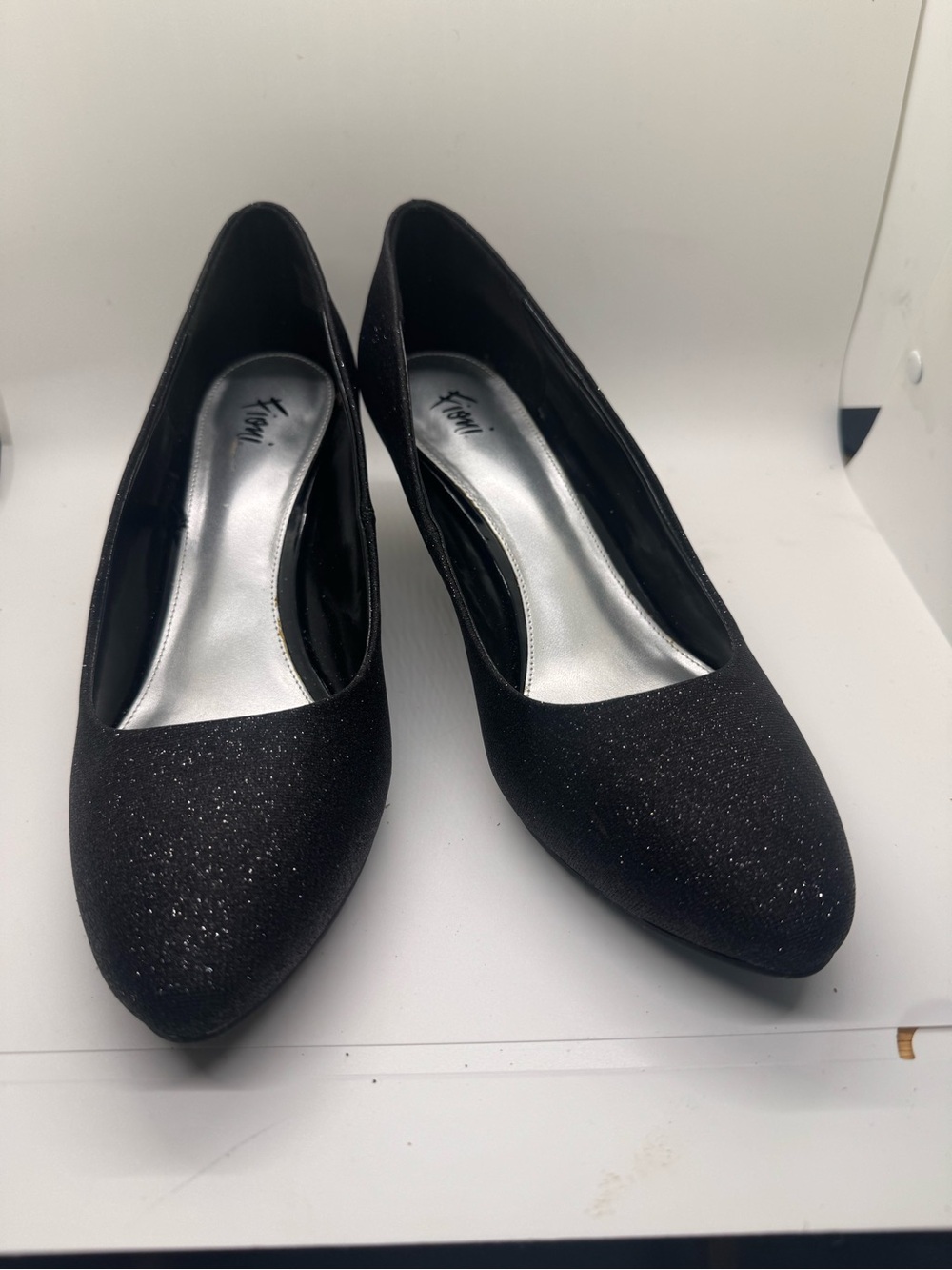 Black Glitter Pointed Toe Flats